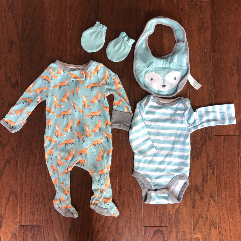 3/$12 Cloud Island Fox Baby Gift Set Size 0-3m